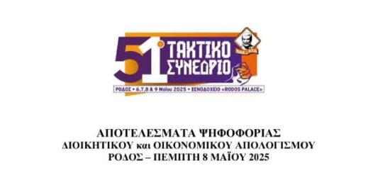 Αποτελέσματα εκλογών της ΠΟΕ-ΟΤΑ στο 51ο Τακτικό Συνέδριο που έγινε στις 6-7-8/9 Μαΐου