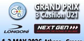 Η καρδιά του ευρωπαϊκού μπιλιάρδου χτυπάει δυνατά 1–3 Μαΐου στο Koralli Billiard Clab Cafe στην Αγία Παρασκευή