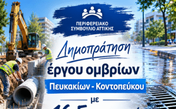 Την δημοπράτηση με 16.5 εκ. ευρώ για τα όμβρια Πευκακίων – Κοντοπεύκου φέρνει προς έγκριση η Περιφέρεια Αττικής στο Π.Σ. αύριο