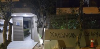 Αναρχικοί έξω από το σπίτι του Χαρδαλιά, έγραψαν συνθήματα με σπρέι